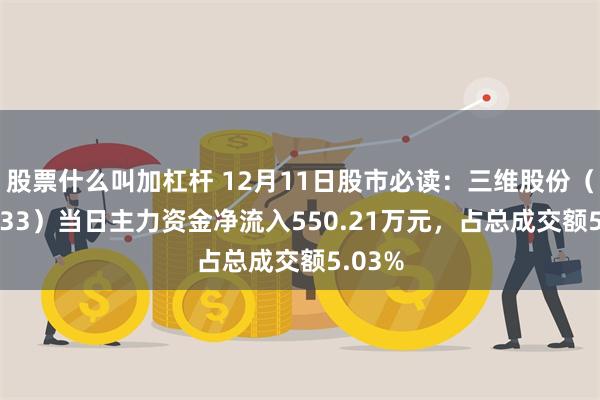 股票什么叫加杠杆 12月11日股市必读：三维股份（603033）当日主力资金净流入550.21万元，占总成交额5.03%